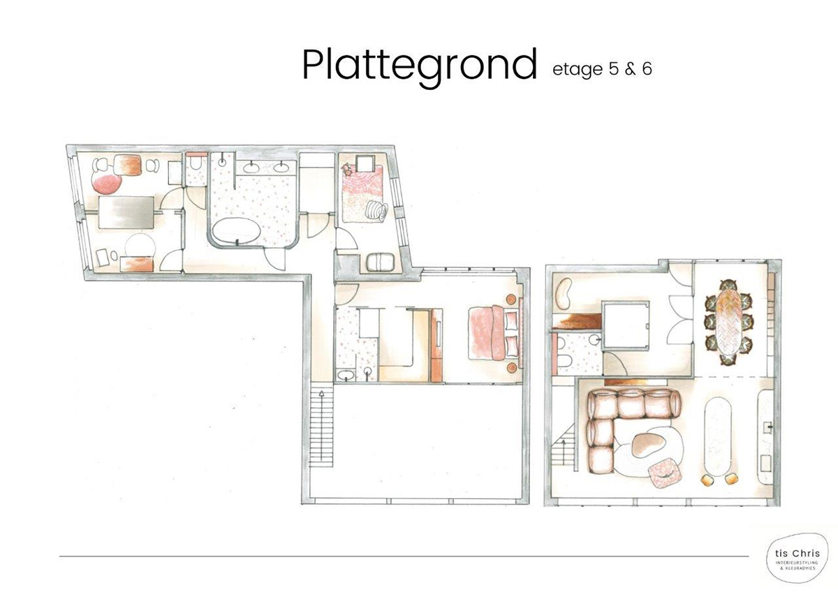 plattegrond interieur ontwerp appartement